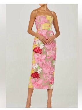 helsi kaia 3d floral strapless midi dress Helsi Kaia 3D Floral Strapless Midi Dress